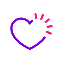 Button icon of a cartoon heart 