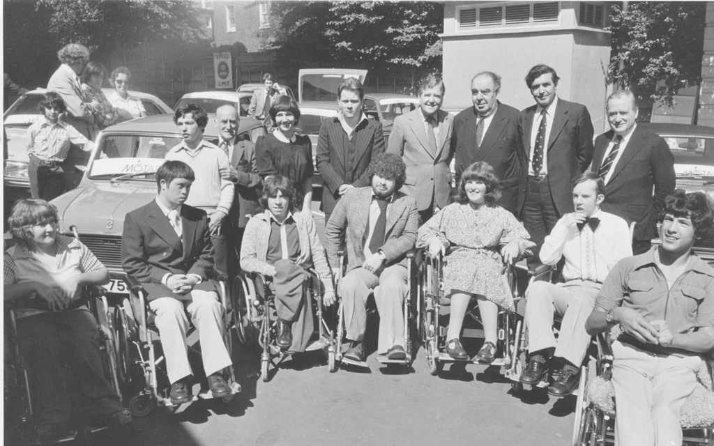 Ten disabled people in 1978 receive the keys for the first vehicles delivered on the Motability Scheme.